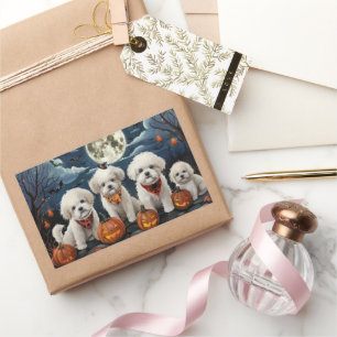 Bichon Frise Halloween Spooky Rechteckiger Aufkleber