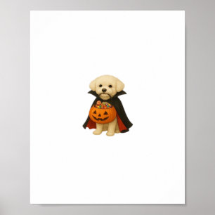 Bichon Frisé Halloween Vampire Pup mit Pumpkin Ba Poster
