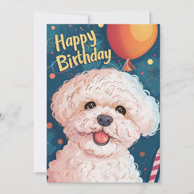 Bichon Frise Happy Birthday Feiertagskarte (Vorderseite)