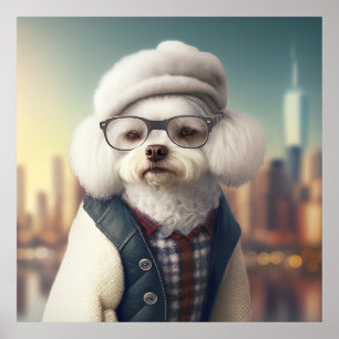 Bichon Frise Hipster Doster Poster