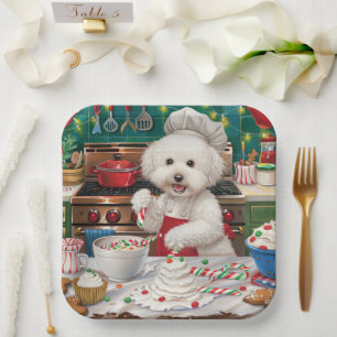 Bichon Frise Holiday Baking: Festliche Weihnachten Pappteller