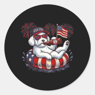 Bichon Frise Hund 250th Amerika Patriotisch Usa 4. Runder Aufkleber