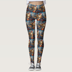 Bichon Frise Hund Achterbahn Weihnachten Leggings