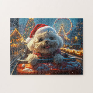 Bichon Frise Hund Achterbahn Weihnachten Puzzle