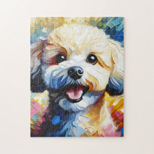 Bichon Frise Hund Akryllische Kunst Print Hund Lov Puzzle