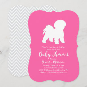 Bichon Frise Hund Baby Shower Mädchen Rosa Einladung
