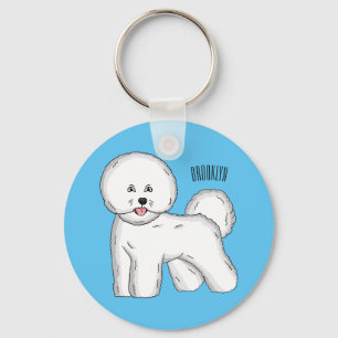 Bichon Frise-Hund Cartoon-Illustration Schlüsselanhänger