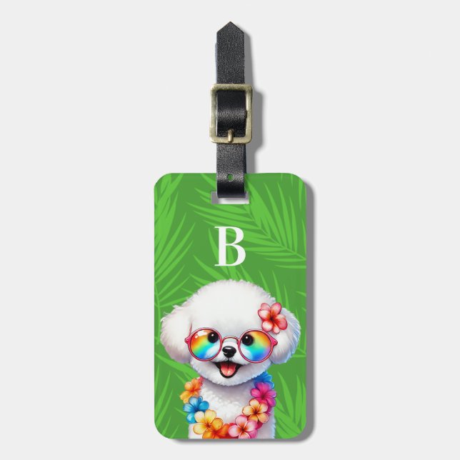 Bichon Frise Hund Gepäckanhänger (Vorderseite vertikal)