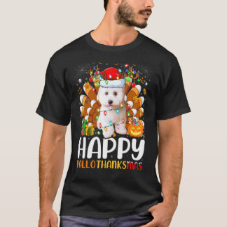 Bichon Frise Hund Halloween Weihnachten Frohe Hall T-Shirt