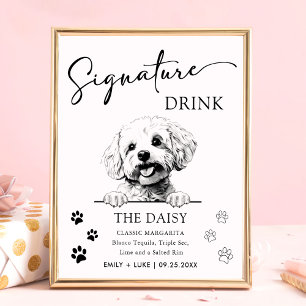 Bichon Frise Hund Hochzeit Signature Drink Zeichen Poster