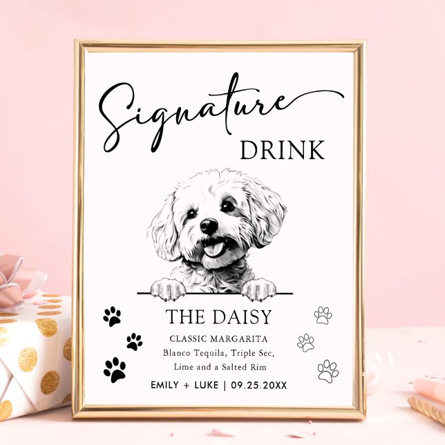 Bichon Frise Hund Hochzeit Signature Drink Zeichen Poster (Von Creator hochgeladen)