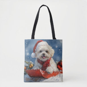 Bichon Frise Hund im Schlitten Lass es schneien We