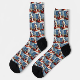Bichon Frise Hund im Schlitten Lass es schneien We Socken