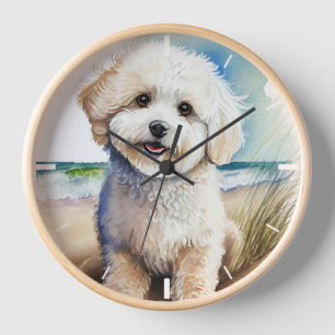 Bichon Frise Hund Kunstmalerei Uhr