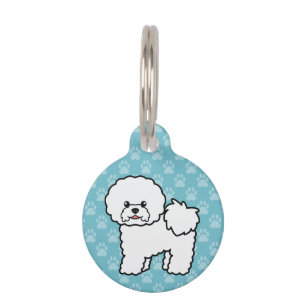Bichon Frise Hund mit individuellem Namen und Numm Tiernamensmarke