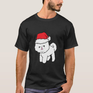 Bichon Frise Hund mit Weihnachtsmannmütze Weihnach T-Shirt