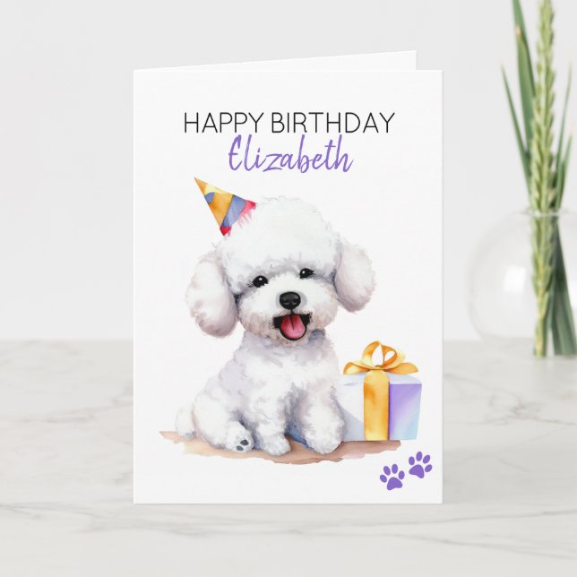Bichon Frise Hund Personalisiert Happy Birthday Karte (Vorderseite)