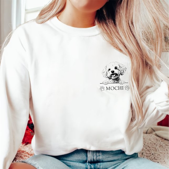 Bichon Frise Hund Personalisiert Zeichnend Hand Sweatshirt (Von Creator hochgeladen)
