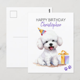 Bichon Frise Hund Personalisierter Alles Gute zum  Postkarte