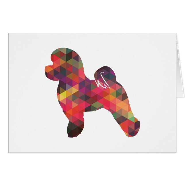 Bichon Frise Hund Silhouette Geo Muster Multi Card (Vorderseite (Horizontal))