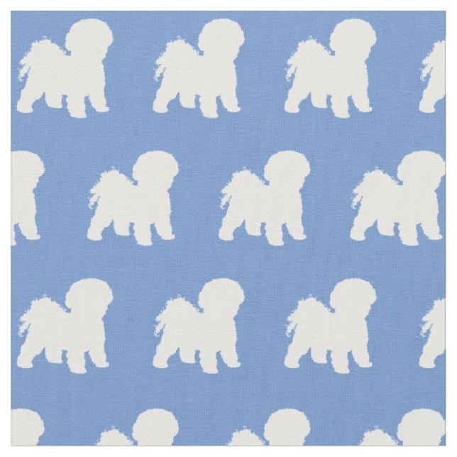 Bichon Frise Hund Silhouette Pet Light Blue Stoff (Nahaufnahme)