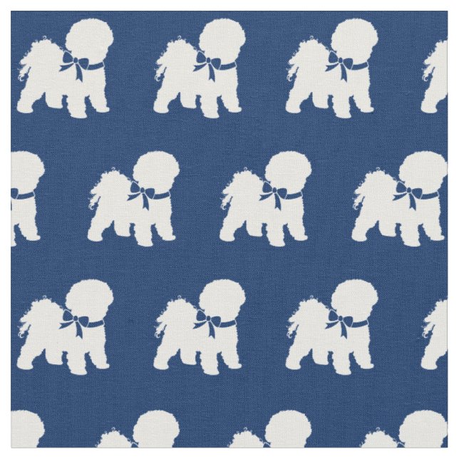 Bichon Frise Hund Silhouette Pet Navy Blue Stoff (Nahaufnahme)
