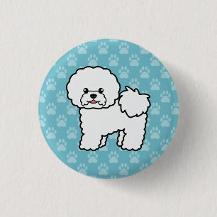 Bichon Frise Hund süße Cartoon-Illustration Button