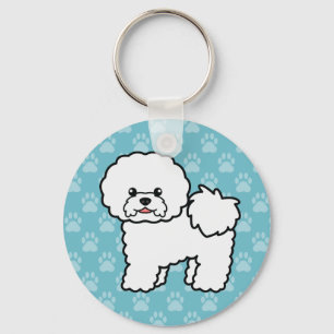 Bichon Frise Hund süße Cartoon-Illustration Schlüsselanhänger
