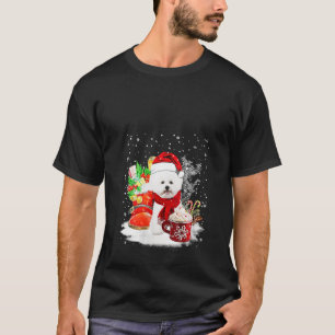 Bichon Frise Hund Weihnachtsmannmütze Weihnachts-W T-Shirt