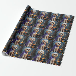 Bichon Frise Hund Whimsical Halloween-Malerei Geschenkpapier