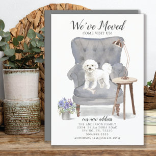 Bichon Frise Hund Wir haben uns bewegende Ankündig Ankündigung