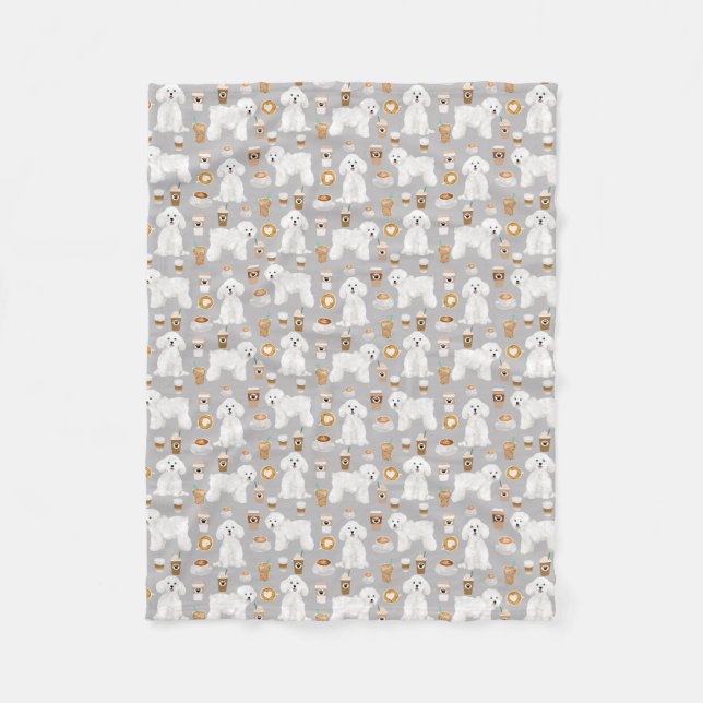 Bichon Frise Hunde Kaffeedecke Fleecedecke (Vorderseite)