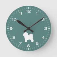 Bichon Frise Hunde Silhouette Runde Uhr