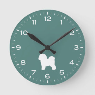 Bichon Frise Hunde Silhouette Runde Uhr