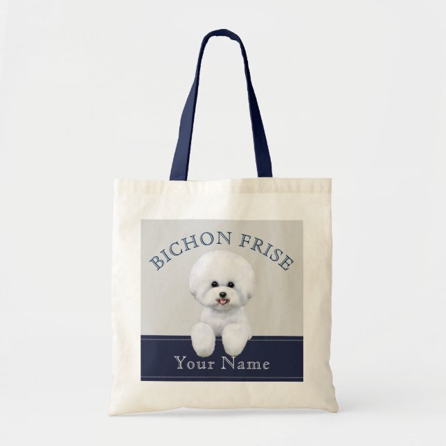 Bichon Frise illustrierte Taschen-Tasche Tragetasche (Vorne)
