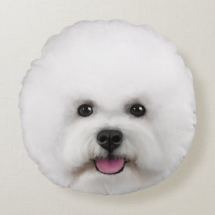 Bichon Frise illustriertes rundes Kissen