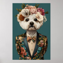 Bichon Frise im Anzug Poster, Bichon Frise