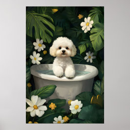 Bichon Frise im Badewannenposter, Lustiges Hundepo Poster