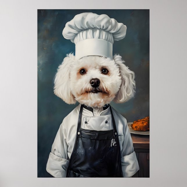 Bichon Frise In Chefs Hat Poster, Pet Poster (Vorne)