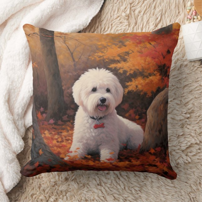Bichon Frise in Herbstleaves Fall Inspiriert Kissen (Decke)