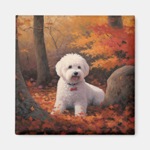 Bichon Frise in Herbstleaves Fall Inspiriert Magnet