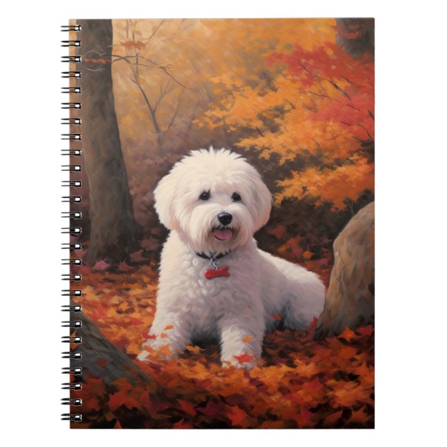 Bichon Frise in Herbstleaves Fall Inspiriert Notizblock (Vorderseite)