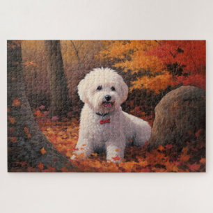Bichon Frise in Herbstleaves Fall Inspiriert Puzzle