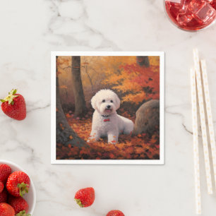 Bichon Frise in Herbstleaves Fall Inspiriert Serviette