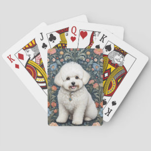 Bichon Frisé inspiriert von William Morris Blumenm Spielkarten