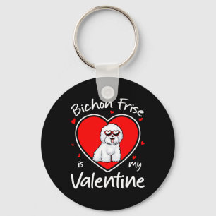 Bichon Frise ist mein Valentinsherz Hundeliebhaber Schlüsselanhänger