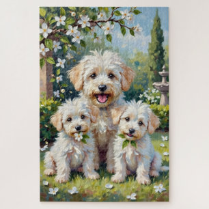 Bichon Frise Jasmine-Garten-Kunst Puzzle