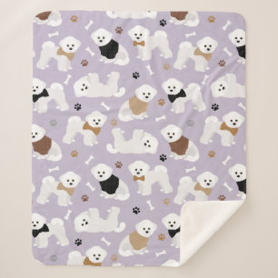 Bichon Frise Knochen und Paare Lila Sherpadecke