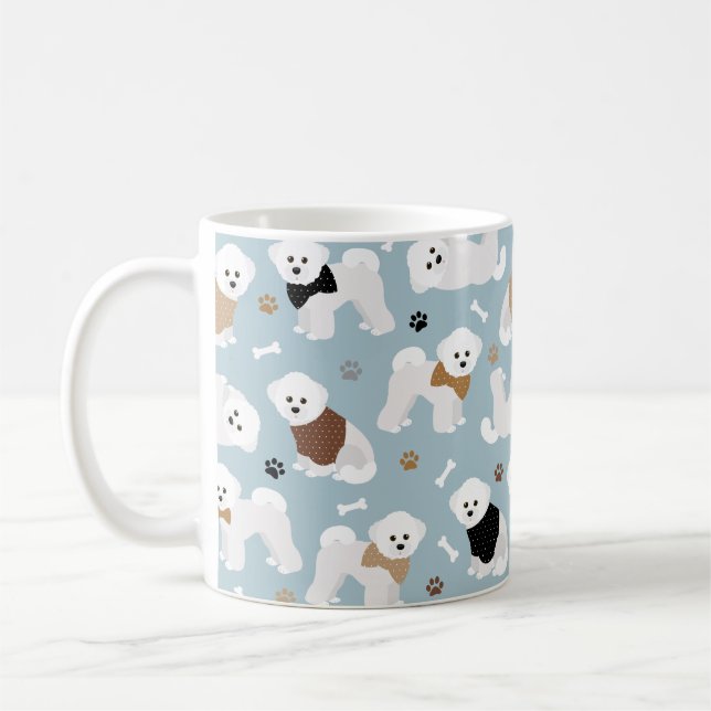 Bichon Frise Knochen und Paws Blue Coffee Tasse (Links)