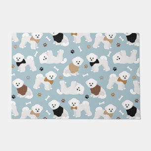 Bichon Frise Knochen und Paws Blue Fußmatte